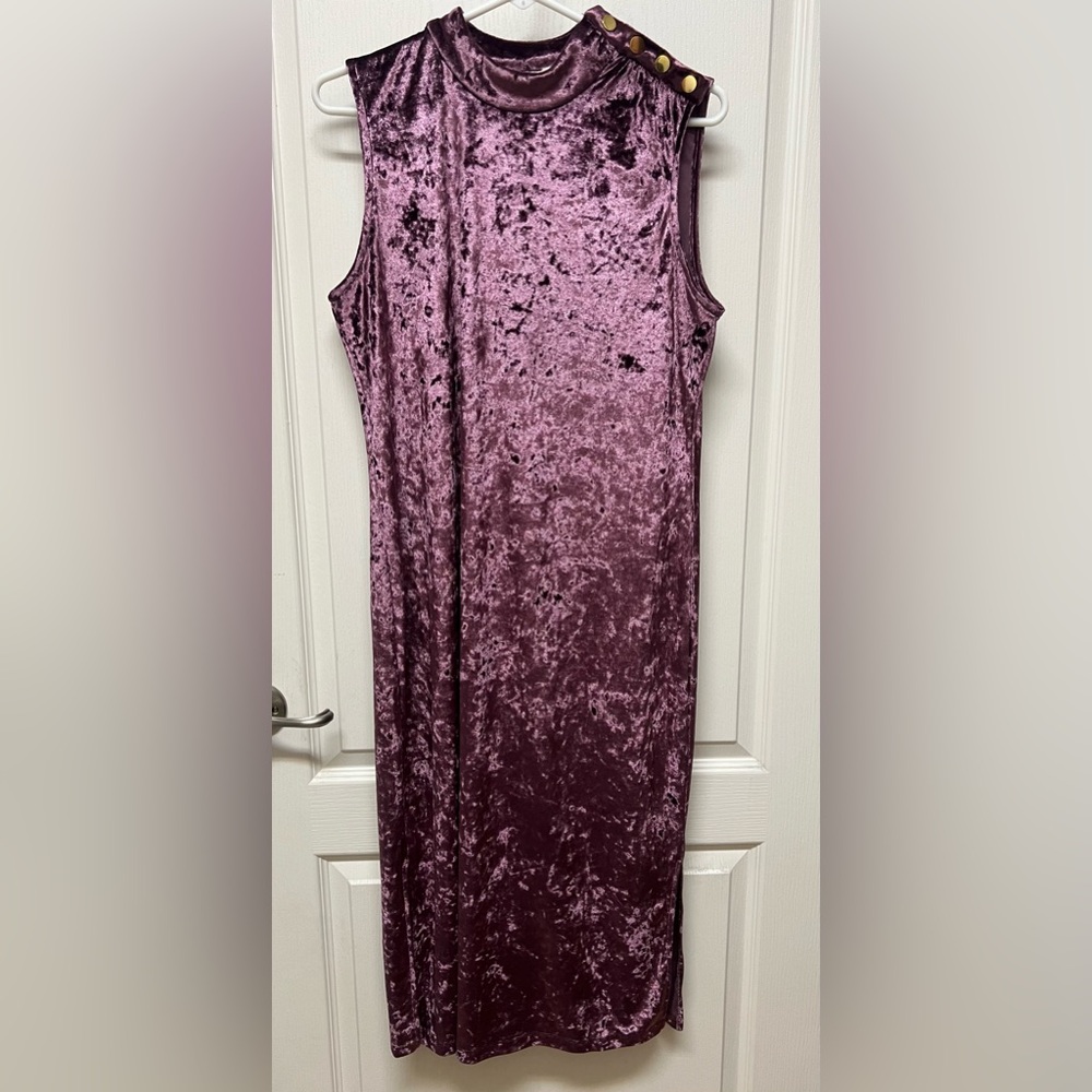 MICHAEL Michael Kors Velvet Midi Dress in Deep Purple